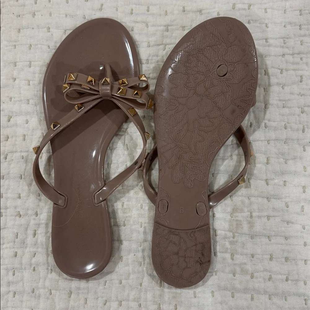 Women's Brown Sandals with Bow Detail - Picture 2 of 2